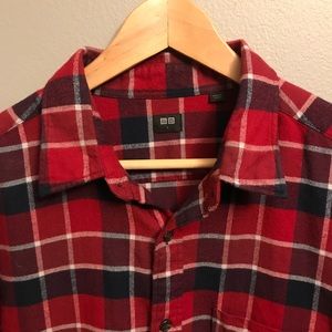 UNIQLO Red Plaid Flannel, Men's Large
